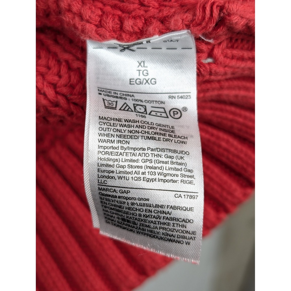 Chunky Cable Knit Heavyweight Turtleneck Sweater Red Sz XL Cottagecore Fisherman - Picture 8 of 10